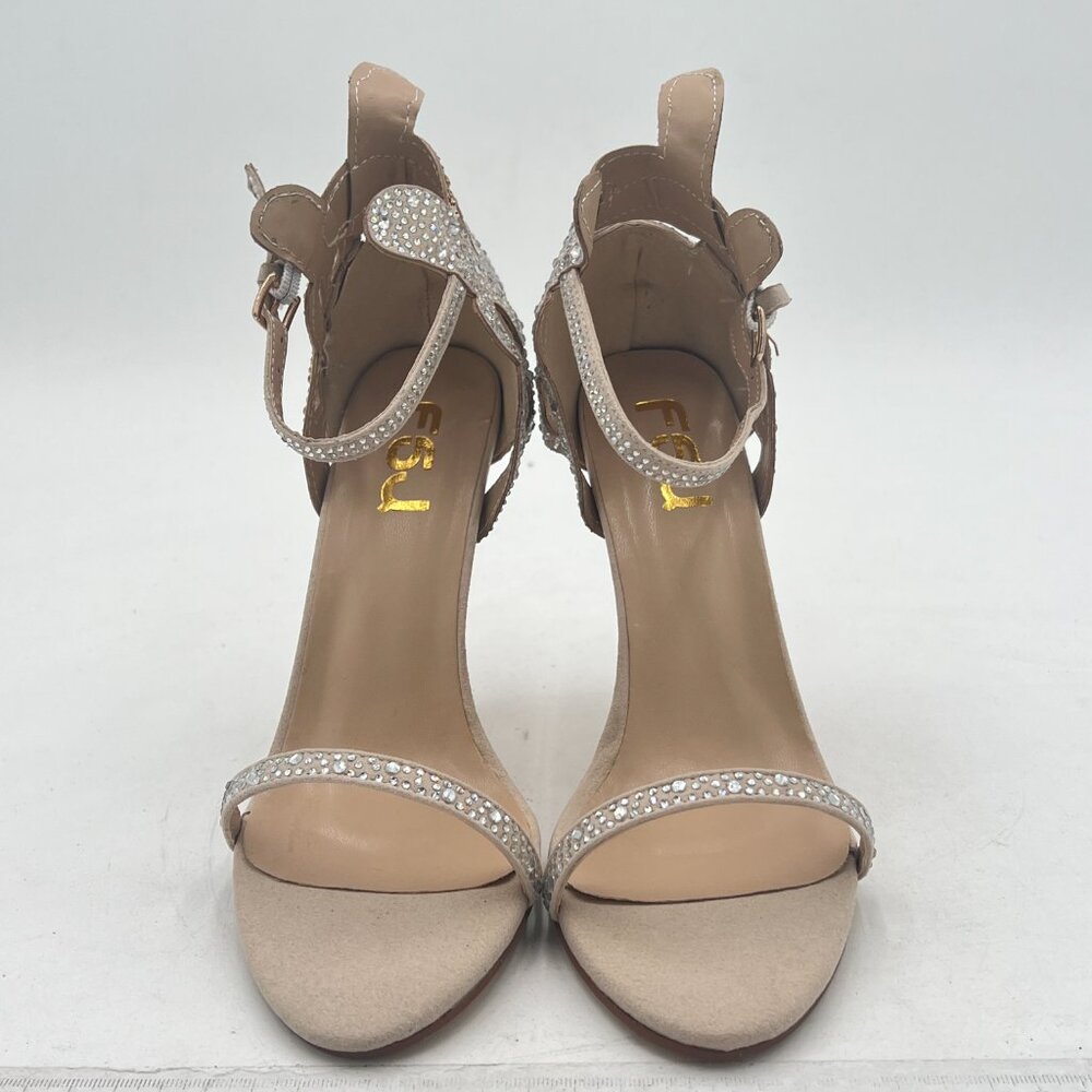 FSJ Champagne Wedding Shoes Rhinestone Stiletto Heels Bridal Sandals - Picture 3 of 8